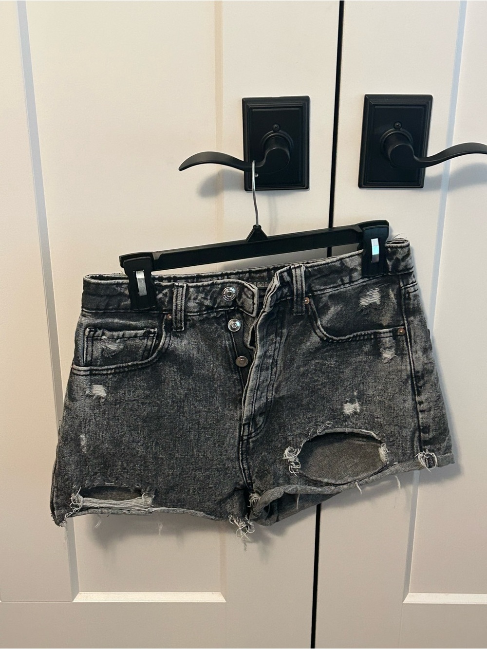 Wild Fable Washed Black Distressed High-Rise Denim Shorts